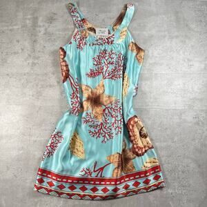 Weezel London silk sleeveless dress sea shell and starfish print mini dress